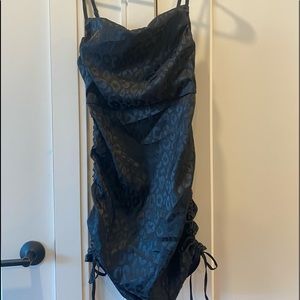BLACK CHEETAH DRESS WITH TIES